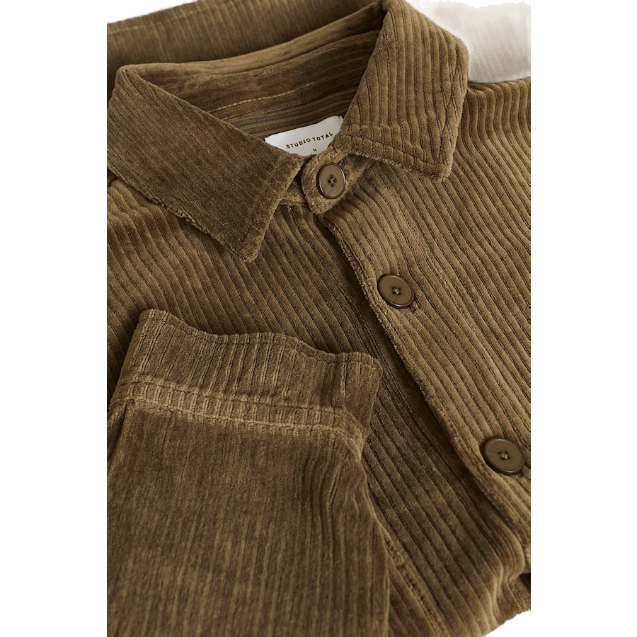 Relaxed Soft Cord Overshirt Khaki