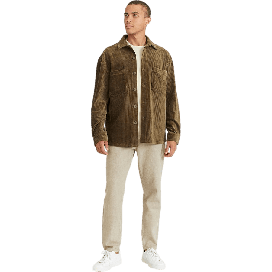 Relaxed Soft Cord Overshirt Khaki