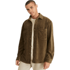 Relaxed Soft Cord Overshirt Khaki