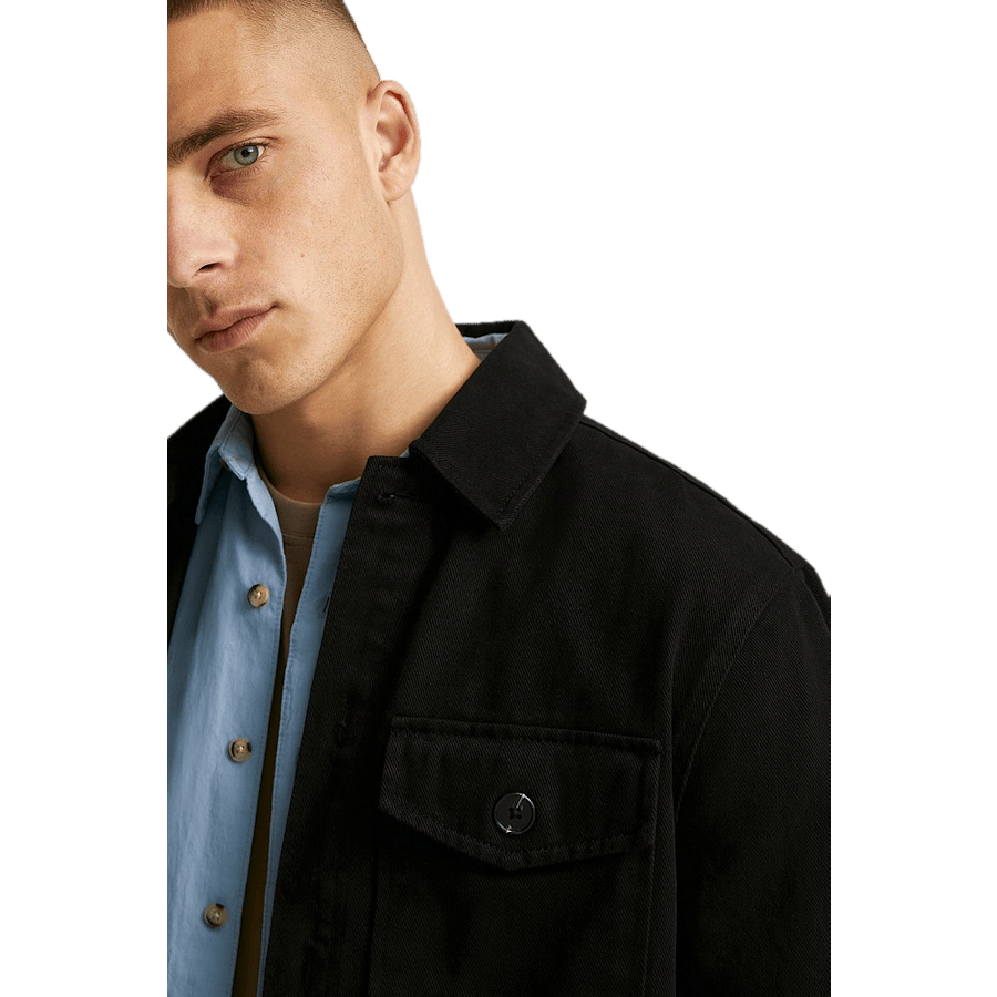 Relaxed Twill Overshirt — Black