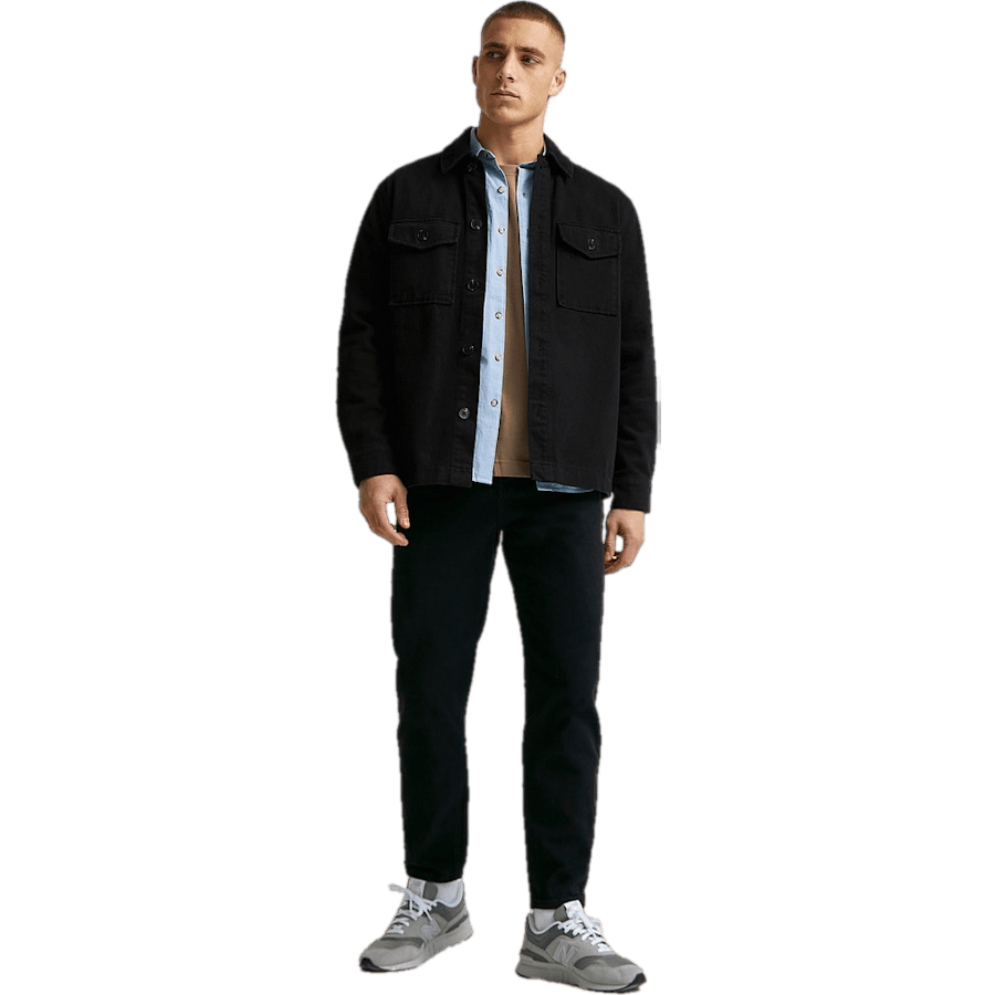 Relaxed Twill Overshirt — Black