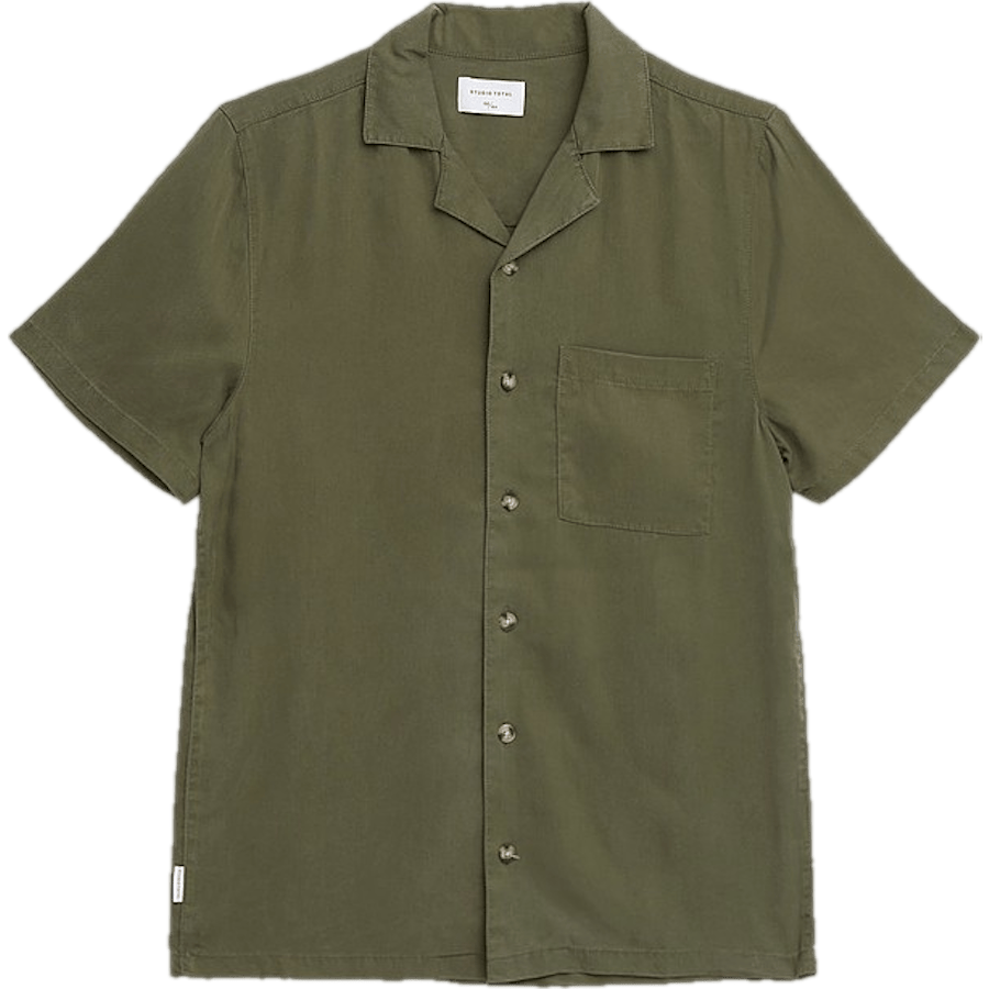Icon Tencel Short-Sleeve Shirt — Olive