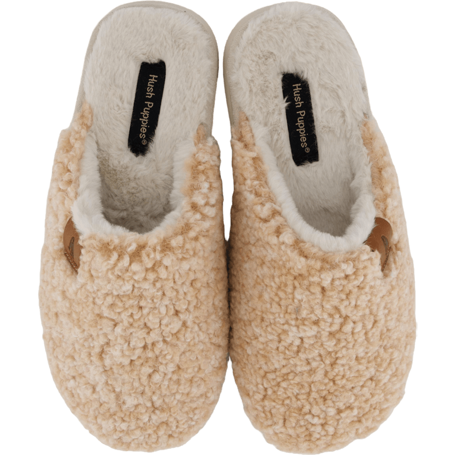 Hush Puppies – Beige Innetofflor Dam Med Mjuk Teddy