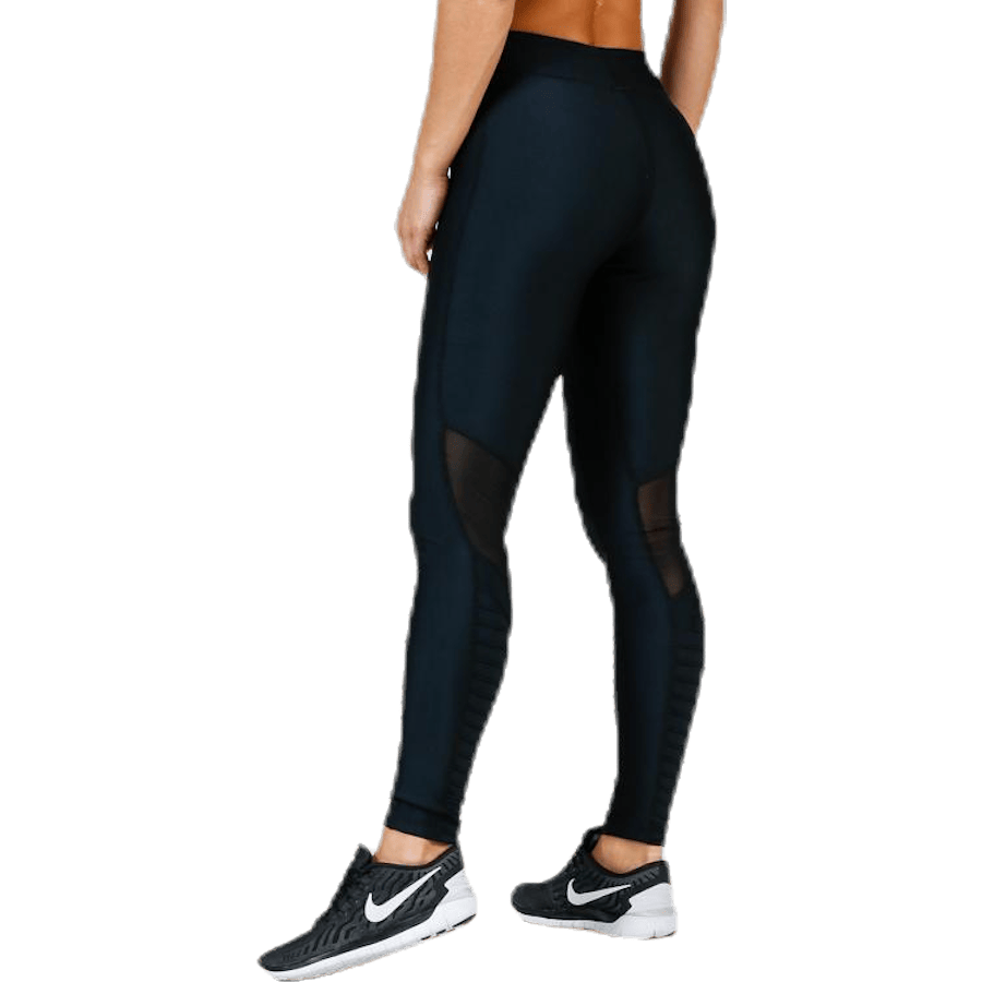 Bright Black Quilted High-Waist Tights