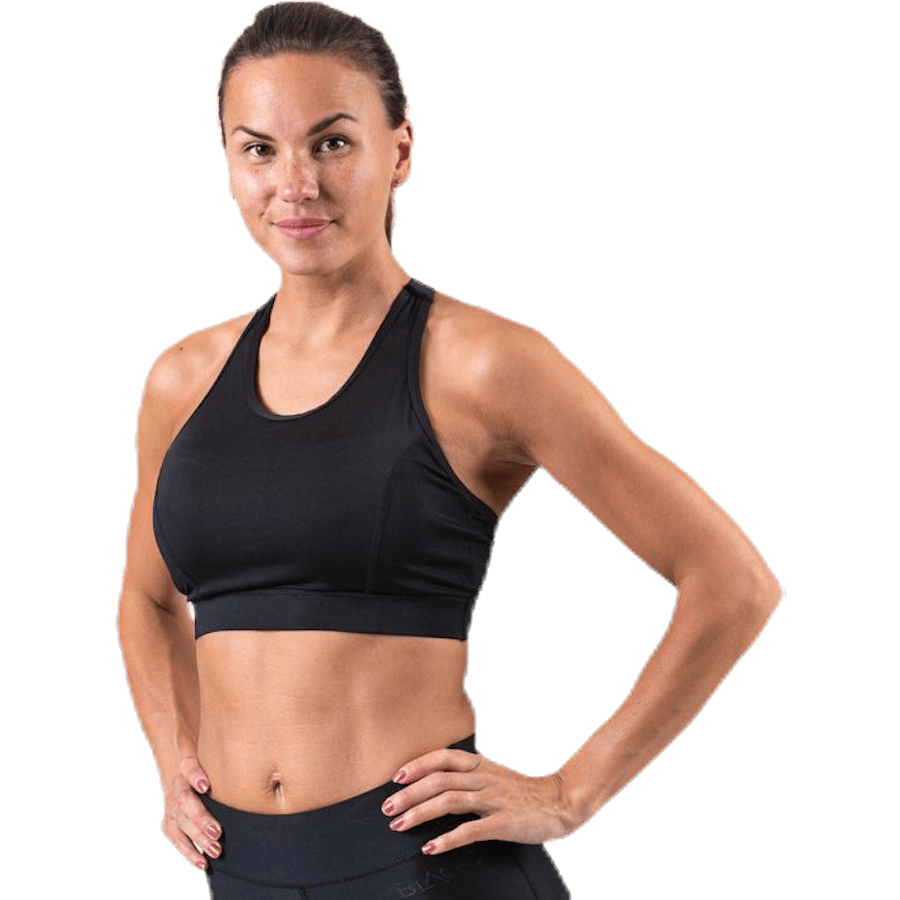 Steady Black Sports Bra — Medium Support