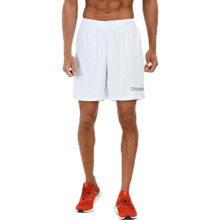 Ribolla Shorts White — Kappa Training Shorts (Polyester, Embroidered Logo)