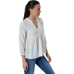 Bloom 3/4 Top Wvn White