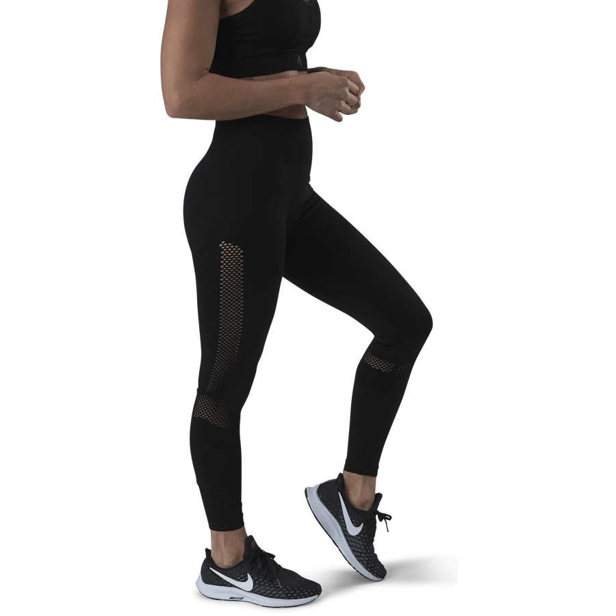 Fitness Mesh Knit Tights Black