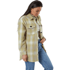 Deena-Oma L/S Check Shacket Cc Pnt White
