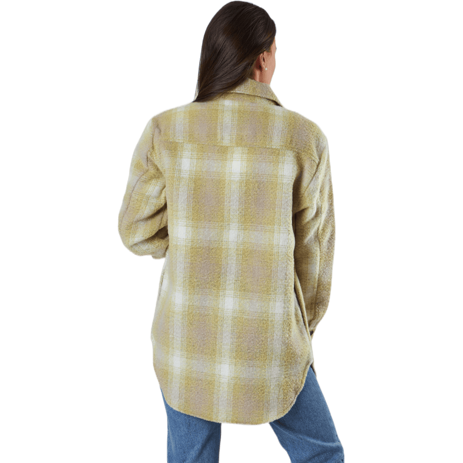 Deena-Oma L/S Check Shacket Cc Pnt White