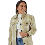 Deena-Oma L/S Check Shacket Cc Pnt White