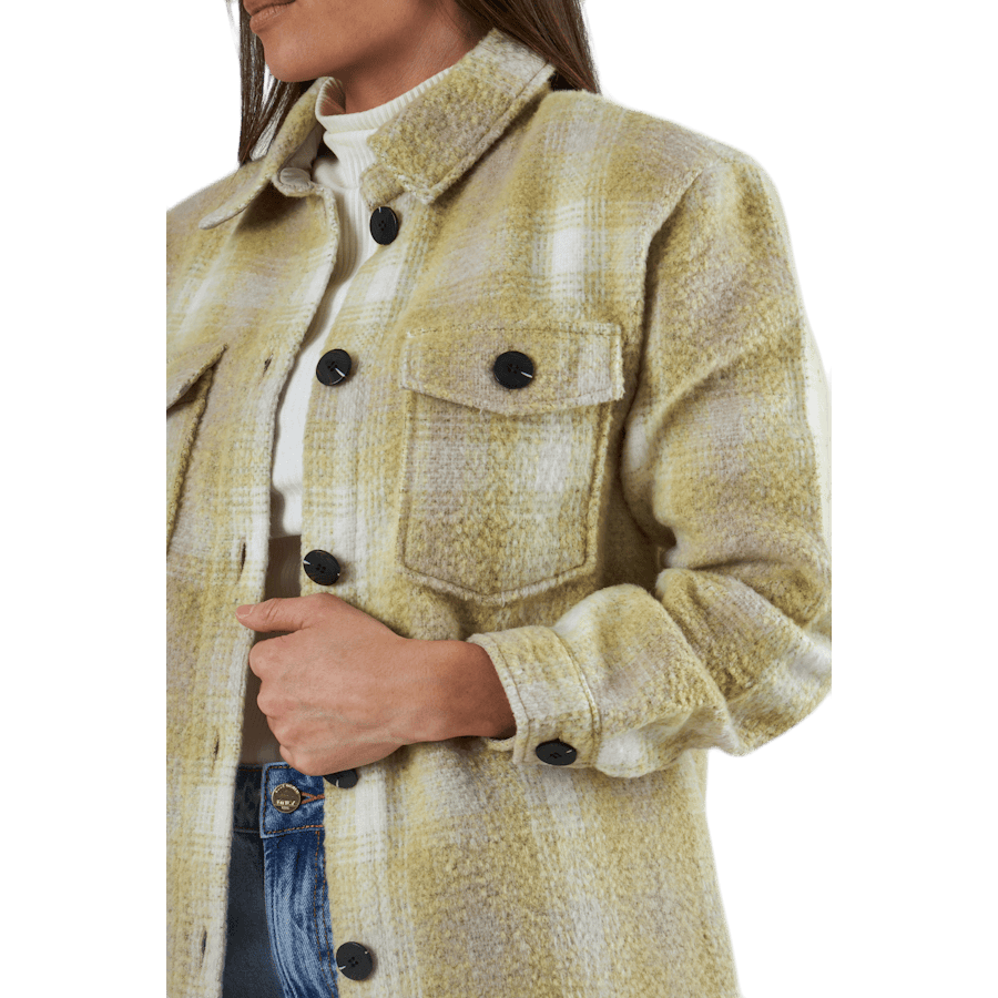 Deena-Oma L/S Check Shacket Cc Pnt White