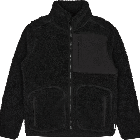contrast pile jacket black