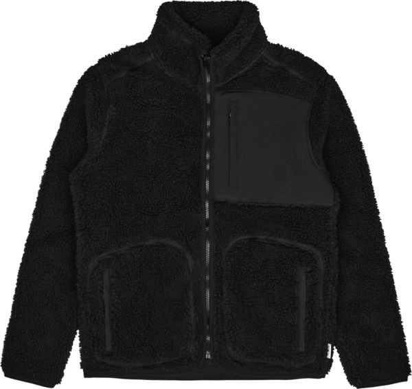 contrast pile jacket black